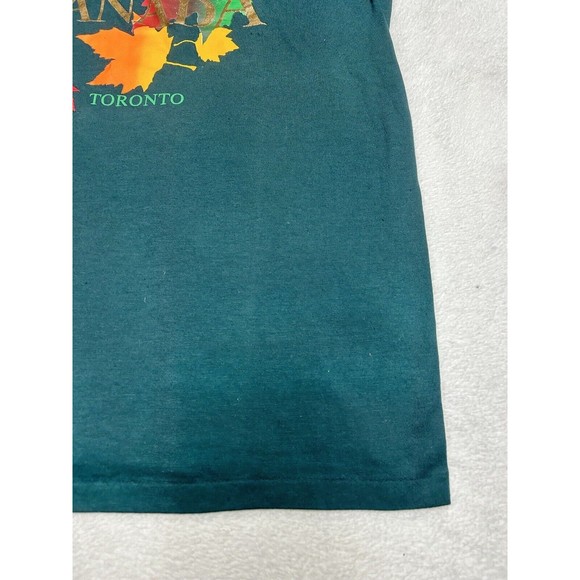 Vtg Cityscape Toronto Canada Green Single Stitch Fall Graphic T-Shirt Size Large - Picture 3 of 8